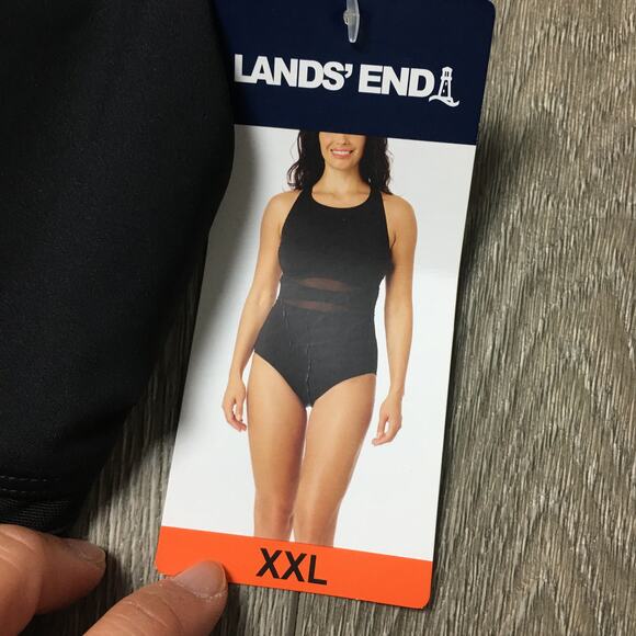 Lands' End Women's Dark Black One Piece Swimsuit size XXL NWT - Picture 3 of 10